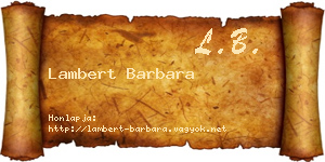 Lambert Barbara névjegykártya